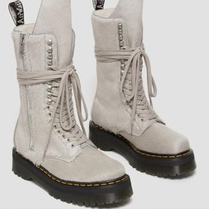 Dr Martens 1918 Rick Owens Hair On Lace Up Platform Boots